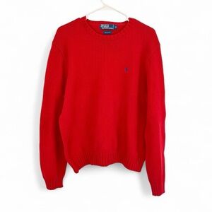 Polo Ralph Lauren Sweater Men’s XL Red Crewneck Pullover Cotton Pony Preppy VTG